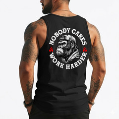 Nobody Cares Work Harder Funny Monkey (On Back) Tank Top
