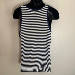 Addicted Striped Tank Top XXL runs small Gently worn Poly cotton blend no fabric