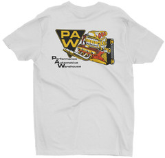 PAW PERFORMANCE AUTOMOTIVE WAREHOUSE White T-Shirt Speed Equipment Mopar Ford
