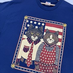 Vintage 90’s American Cats Portrait Size XXL T-Shirt Patriotic Male Female Flag