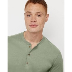 Hanes Originals Men’s Cotton Long Sleeve Henley T-shirt Light Green-Large