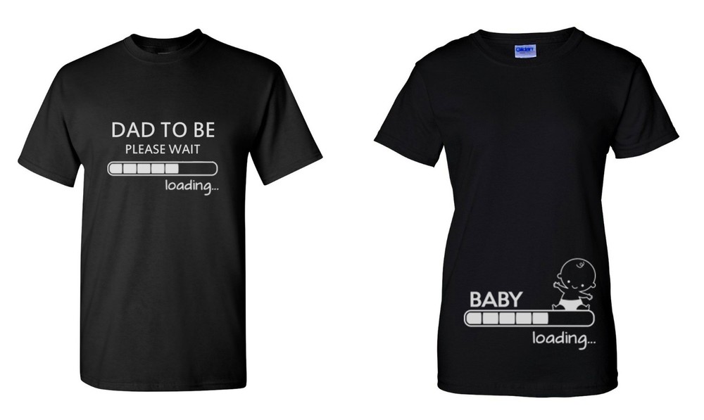 Pregnancy Announcement Shirt Set Baby Loading Dad To Be Funny Matching Tees