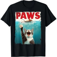 Summer t Shirts PAWS Parody Cat Mouse Humorous Cat Chasing Mouse Kitten T-Shirt