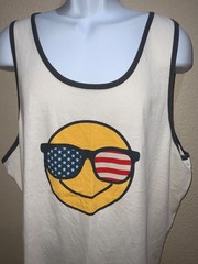 MAD ENGINE Tank Top SMALEY FACE Cotton blend Soft Summer Favorite BEIGE -S OR XL