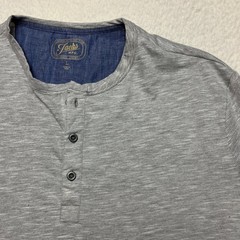 Jachs Henley Mens L Gray Short Sleeve Slub Knit Linen Blend J21A-404-019 Casual