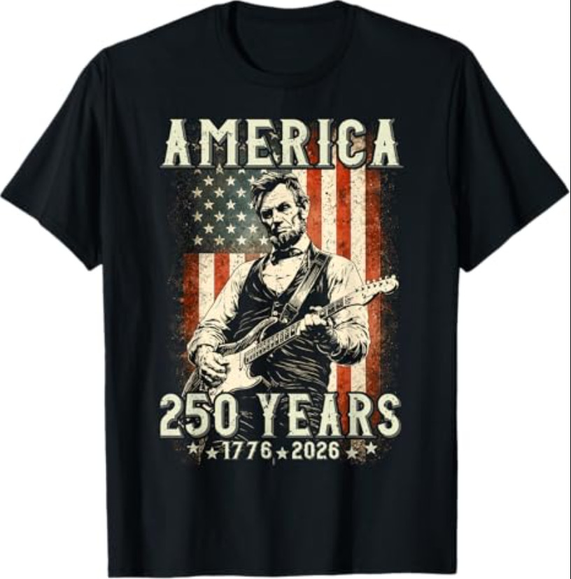 Vintage Abraham Lincoln Abe Lincoln Playing Guitar 250 Years T-Shirt