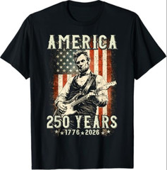 Vintage Abraham Lincoln Abe Lincoln Playing Guitar 250 Years T-Shirt
