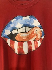 Mouth and Tongue Graphic Red GILDAN DryBlend T-Shirt Unisex Size Large