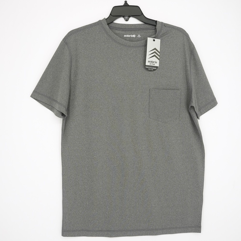 Solaris Active Men’s Short-Sleeve T-Shirt M Gray Solid Elite Zon Tee NWT