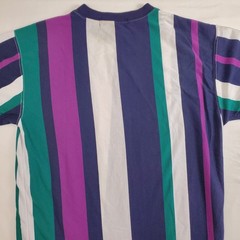 Knights of Round Table Blue Purple Green White Striped VTG Medium TShirt Shirt