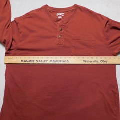Duluth Trading Co Mens XL Relaxed Fit Longtail T Henley Long Sleeve Shirt Orange