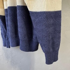 Ralph Lauren CHAPS Cotton Linen Sweater Multi-Color Border Spring Fall Winter Ja