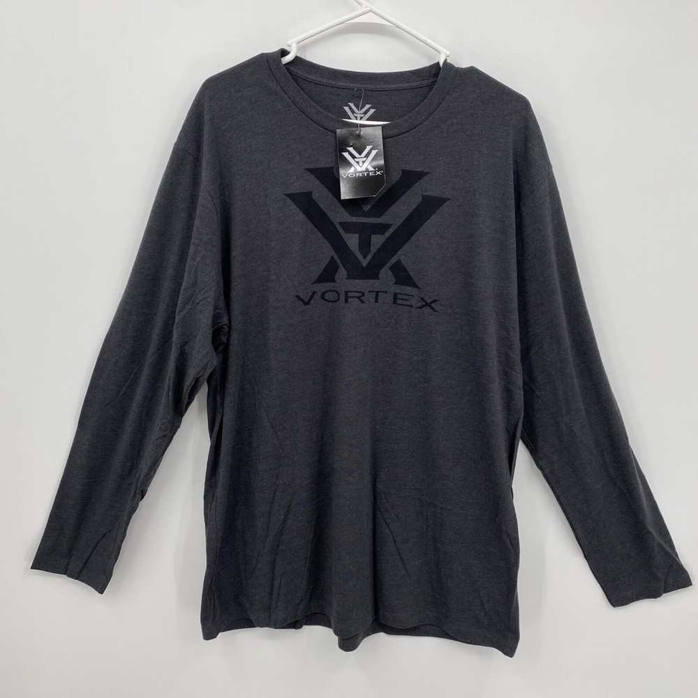 Vortex Men’s Long Sleeve Crew Neck Shirt Core Logo Charcoal Gray Size XL