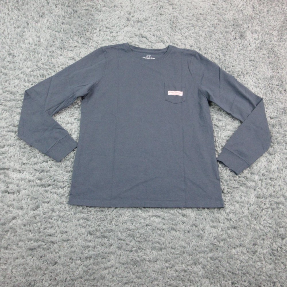 Vineyard Vines Shirt Mens Medium Blue Blazer Whale Pocket Long Sleeve Tee NWOT