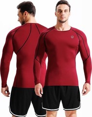 Men’s 3 Pack Compression Workout Long Sleeve Shirts,5030,Black,Grey,Red,3XL