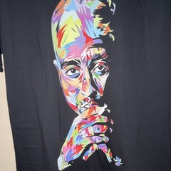 Men’s XL Black Tupac Shakur Graphic Print Short Sleeve Crew Neck Cotton Tee