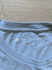 TRAVIS MATHEW T-Shirt Men Size M Warmer Tides Pocket Tee Blue Marble Print
