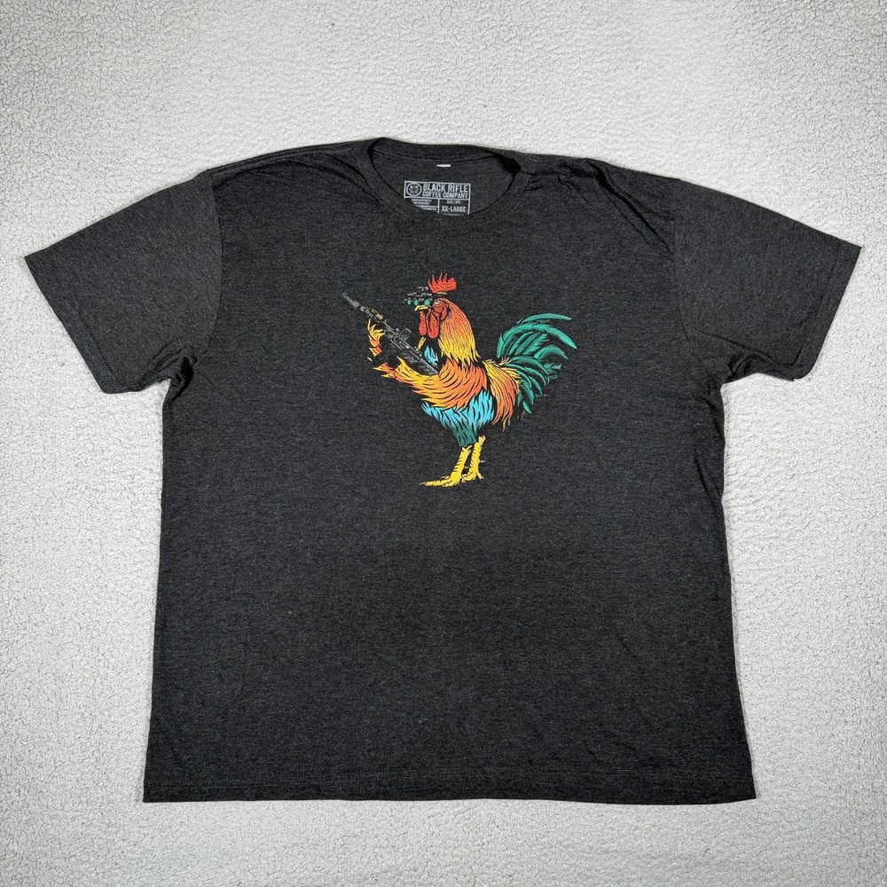 Black Rifle Coffee Shirt Mens XXL Black Rooster Tee Rayon Blend Casual Preppy
