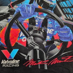 Vintage Valvoline Racing Mark Martin Shirt Mens XL Black Graphic NASCAR 1998 90s