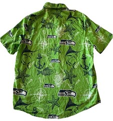 Seattle Seahawks Hawaiian Shirt Mens XL NFL Team Apparel Button Up Green
