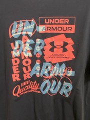 Under Armour Mens Dark Gray Freedom Tee T Shirt XL 46” Pink & Blue Graphic
