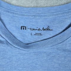 Travis Mathew T Shirt Mens L Blue Hawaii Flag Golf Cart Graphic Tee Tagless Pima