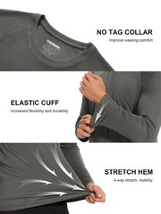 Men’s Long Sleeve Shirts UPF 50+ UV Sun Protection Athletic Shirt Run Rash Guard