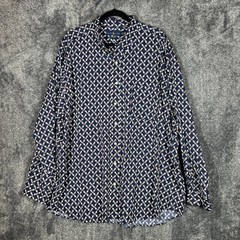 Ralph Lauren Shirt Mens 2XB Dark Blue Performance Oar Paddle Print Preppy Button
