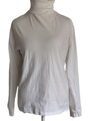 Mens Murano Liquid Luxury Long Sleeve Turtle Neck White Cotton Pullover Shirt L
