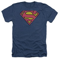 SUPERMAN DISTRESSED SHIELD Licensed Adult Men’s Heather Tee Shirt SM-3XL