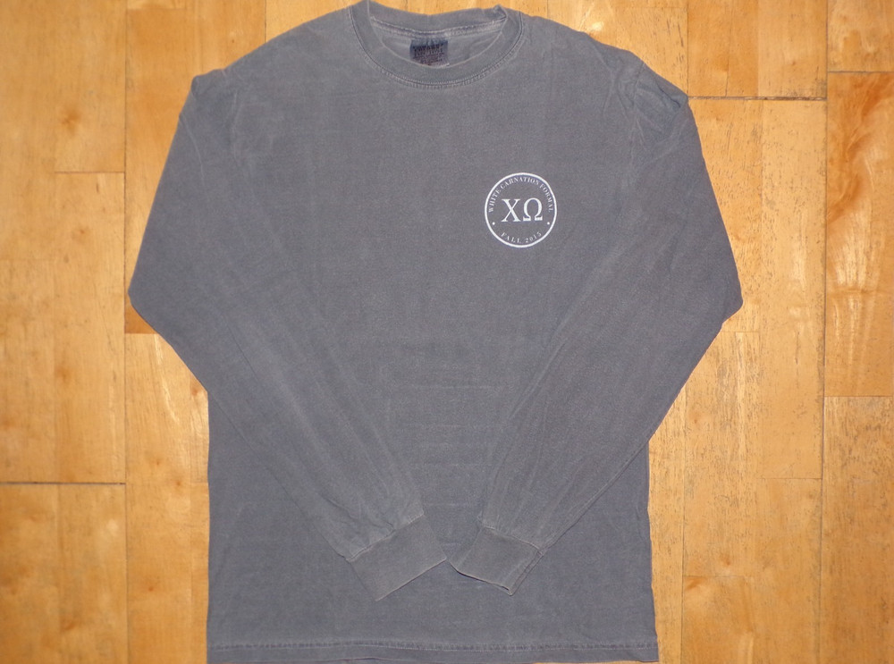CHI OMEGA Sorority Fraternity White Carnation Formal Small S Long Sleeve Shirt