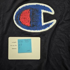 Champion Shirt Mens Medium Navy Blue Big C Logo Graphic Tee Short Sleeve Cotton