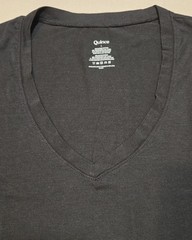 Quince Women’s L Cotton Blend Black V-Neck T-Shirt Basic Tee Everyday Essential