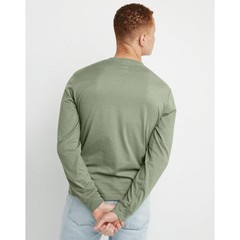 Hanes Originals Men’s Cotton Long Sleeve Henley T-shirt Light Green-Large
