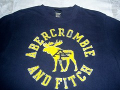 Abercrombie & Fitch Mens Muscle Fit T-Shirt Navy Yellow Logo LARGE Moose sz XXL