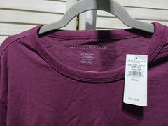 American Eagle Mens Shirt Size XL Tall Burgandy Long Sleeve Logo Front Pocket