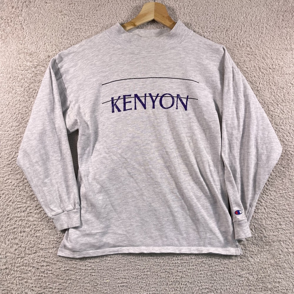 Vintage Kenyon College Champion Shirt Adult Large Gray Long Sleeve 90’s USA