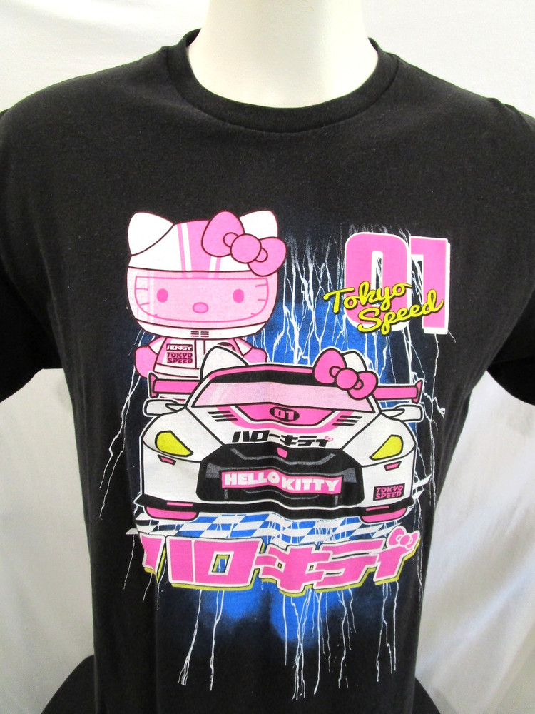 Hello Kitty Sanrio Tokyo Speed Race Car Black T Shirt Adult Sz L
