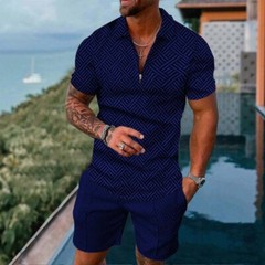 Mens Sweatsuit Short Sleeve T Shirts & Shorts Set 2-Piece Set Summer-Outfit NEW