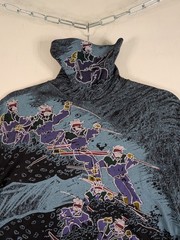 Vintage 90s Kombi Ski Turtleneck Shirt All Over Print AOP Skiers Longsleeve S