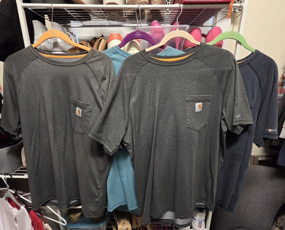 Lot of 10 Carhartt Shirts Relaxed Fit Force Pocket Workwear Mens Size Large