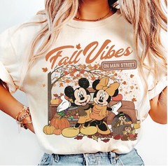 Disney Mickey And Minnie Fall Vibes on Main Street Unisex Adult Kid Tee 660764