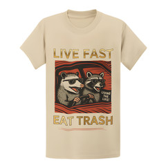 Live Fast Eat Trash Raccoon T-Shirt – Funny Meme Trash Panda Gift Tee