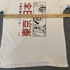 Brisco Brands Anime Manga Shirt Mens Medium White Japan Graphic Daring Hero
