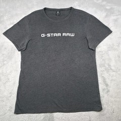 G Star Raw Logo T Shirt Charcoal Grey Marl Graphic Crew Neck Casual Large L