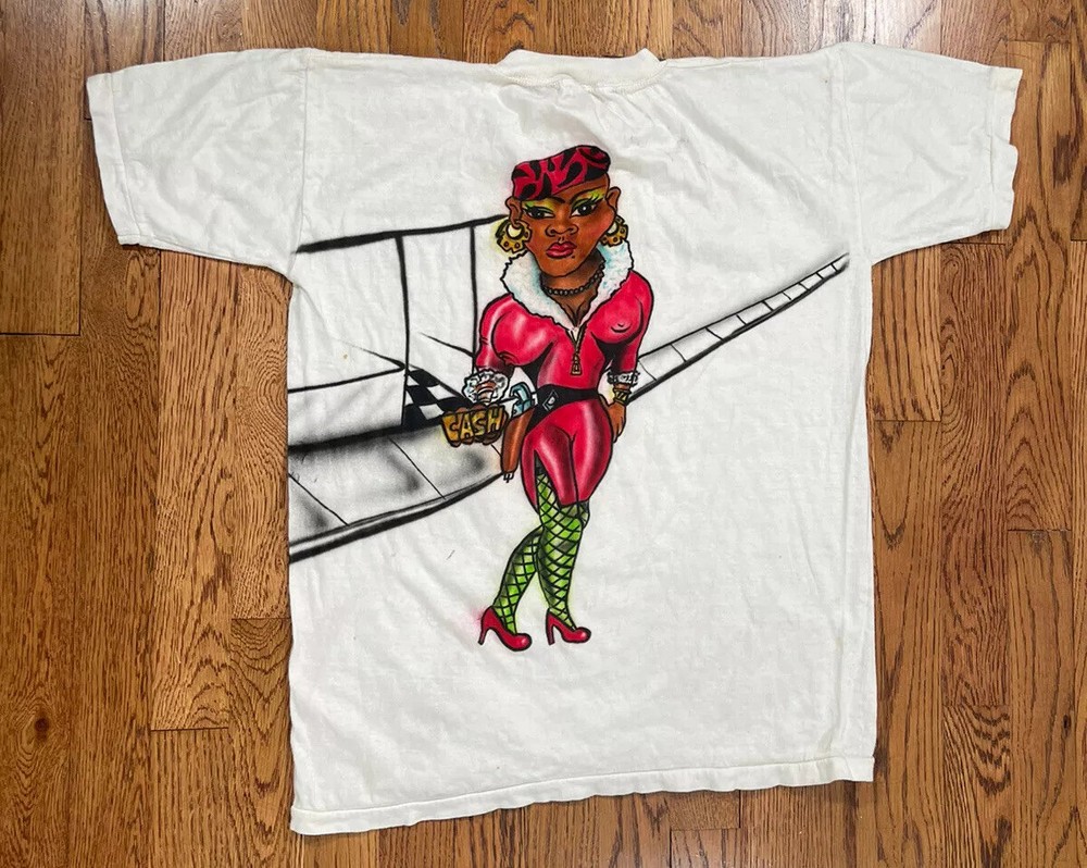 Vintage Salt And Pepper Hip Hop Custom Airbursh T Shirt White Mens Size M 80s