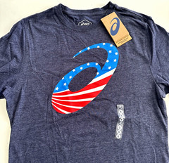 ASICS Men’s Short Sleeve Tee T-Shirt Size Small American Flag New