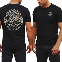 Troll Co Dirty Hands Clean Money Skull Bandana Graphic T Shirt 2 Sides, American
