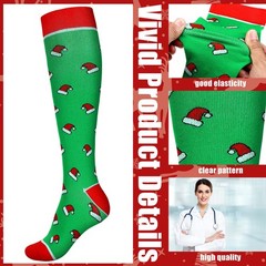 Christmas Athletic Knee High 1520 mmHg Compression Socks Men Women 12 Pairs