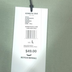 Kenneth Cole Tech SS Tee Shirt Sz L Seagrass Modal Blend Stretch Soft Curved Hem